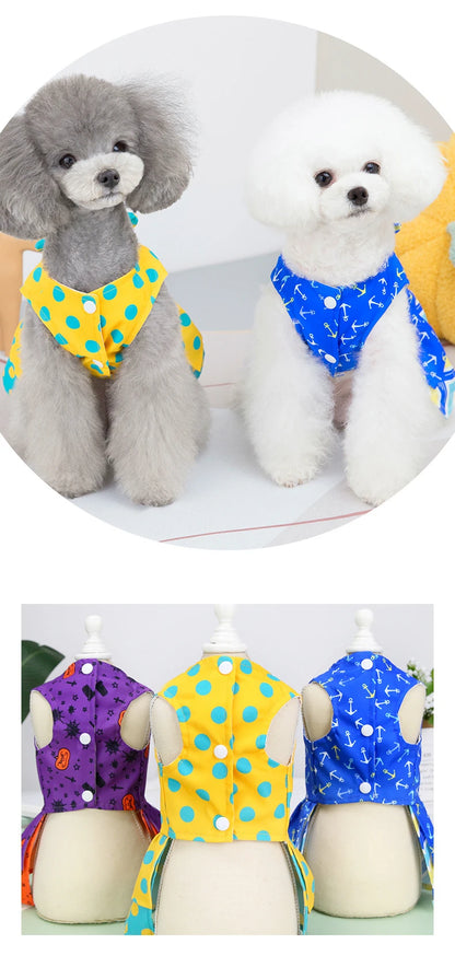 Luxury Bowknot Dog Dress for Small Dogs Summer Yorkie Chihuahua Girl Puppy Dog Clothes Princess Harness Dress and Leash Set