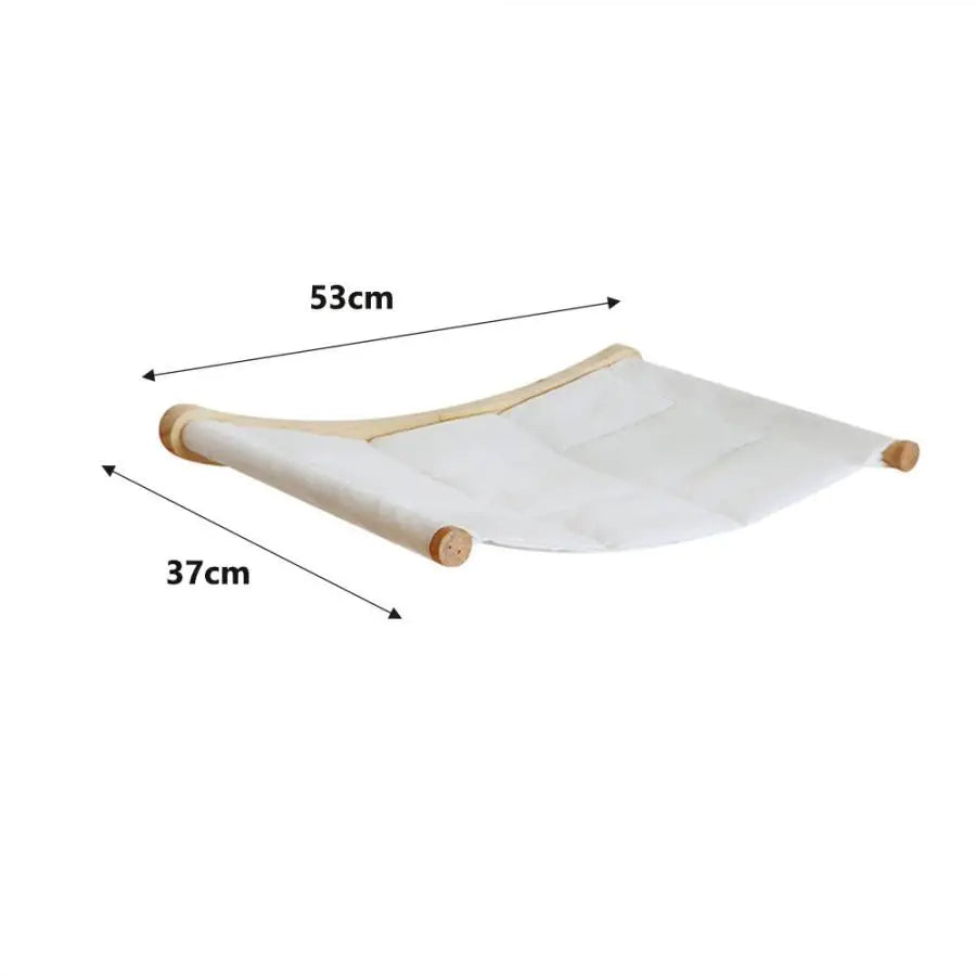Wall Mounted Climbing Shelves Set Natural Wooden A Cat Hammock with A 3-Layer Ladder Set for Kitten Safe Perch and Play