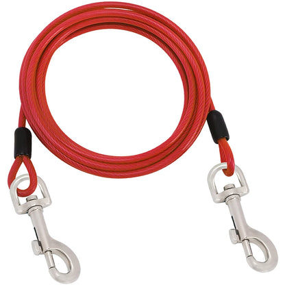 Steel Wire Dog Leashes with Two Head Dogs, Anti-Bite, Tie Out Cable for Small Big Pets, Outdoor Double Steel Wire Rope Lead, New