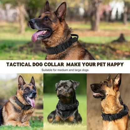 Tactical Dog Collar Leash Nylon Walking Training Pet Collar Set for Medium Large Dogs German Shepherd Dog Collar with Handle