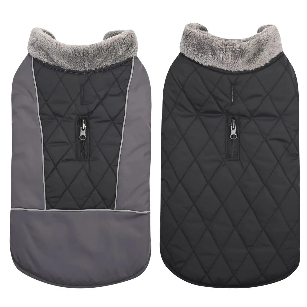 Warm Fleece Collar Dog Coat Jacket Double-Sided Winter Dog Coat Waterproof Puppy Clothing For Small Medium & Large Dogs Supplies