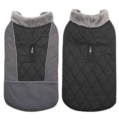 Warm Fleece Collar Dog Coat Jacket Double-Sided Winter Dog Coat Waterproof Puppy Clothing For Small Medium & Large Dogs Supplies