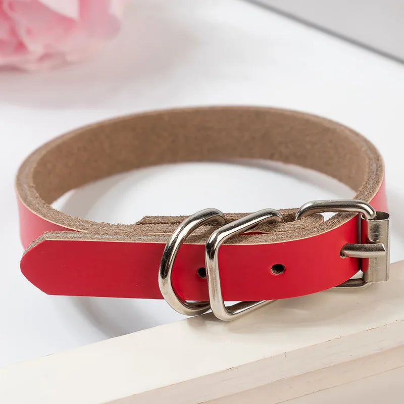 Adjustable Dog Collars Genuine Leather Pet Dog Collar Leash Lead For Small Medium Large Dogs Bulldog Pugs Beagle Dogs Supplies