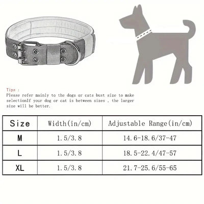 1pc Medium to Large Nylon Tactical Pet Dog Collar - Adjustable and Durable, Suitable for Medium and Large Dogs.