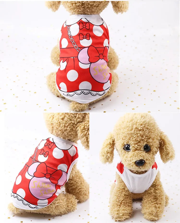 Wholesale Small Pet Dog Clothes Vest Down Jacket Cartoon Cute Chihuahua Tshirt Puppy Yorkshire Terrier Puppy Bulldog Ropa Perro