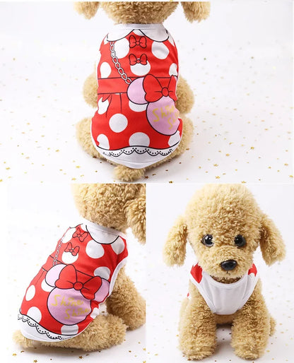 Wholesale Small Pet Dog Clothes Vest Down Jacket Cartoon Cute Chihuahua Tshirt Puppy Yorkshire Terrier Puppy Bulldog Ropa Perro