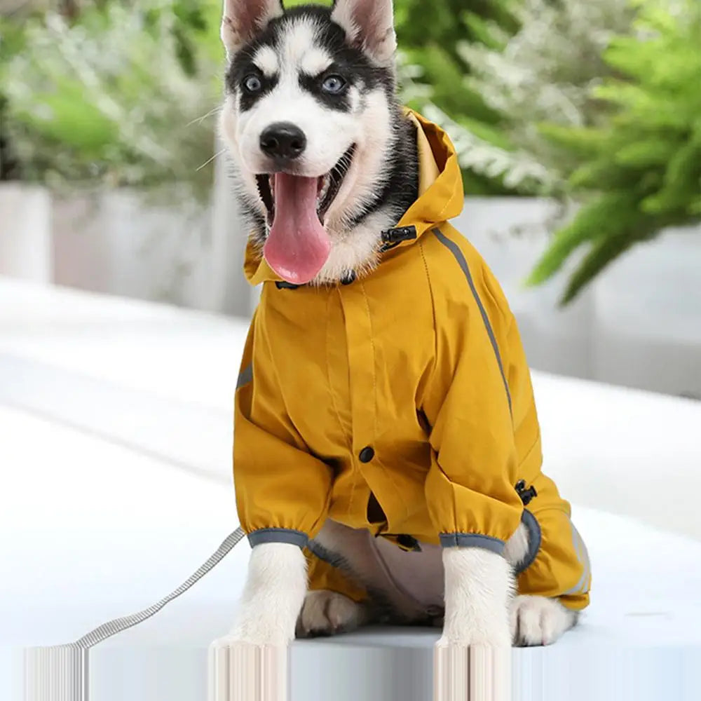 Dog Raincoat Waterproof Reflective Hooded Pet Rain Jacket 4 Legs Lightweight Rain Poncho Clothes for Small Medium and Large Dogs