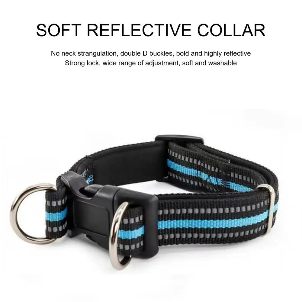 Reflective Dog Collar Adjustable Neck Collars With Rope Kit For Pet Puppy Weatherproof Dog Collar Padded Suitable Puppy Collar