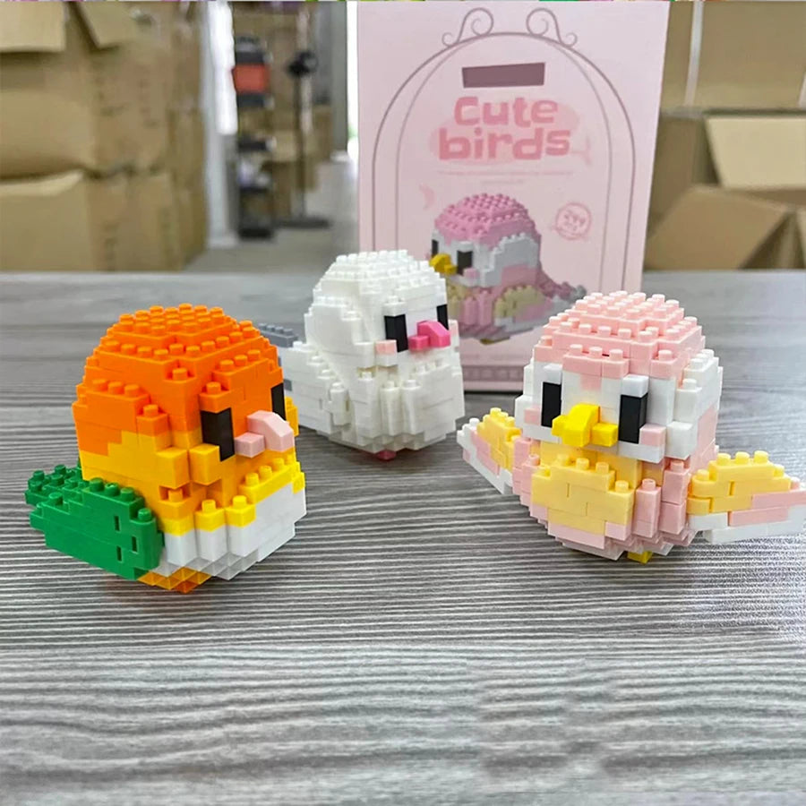 Creative DIY Cartoon Cute Birds, Parrots, Sparrows, Animal Building Blocks, Bird Assembly Model Toys, Home Decoration Gifts