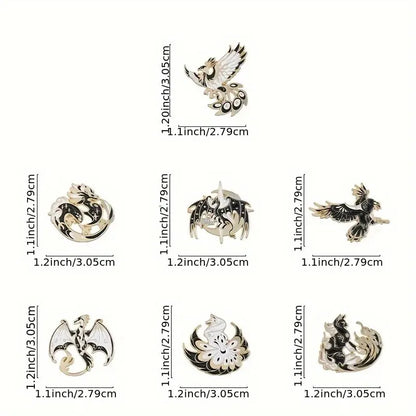 7Pcs Gothic Punk Bird Enamel Pins Custom Animal Cartoon Brooches Jewelry Clothes Accessoris Shirt Collar Lapel Badge Pin for Fri