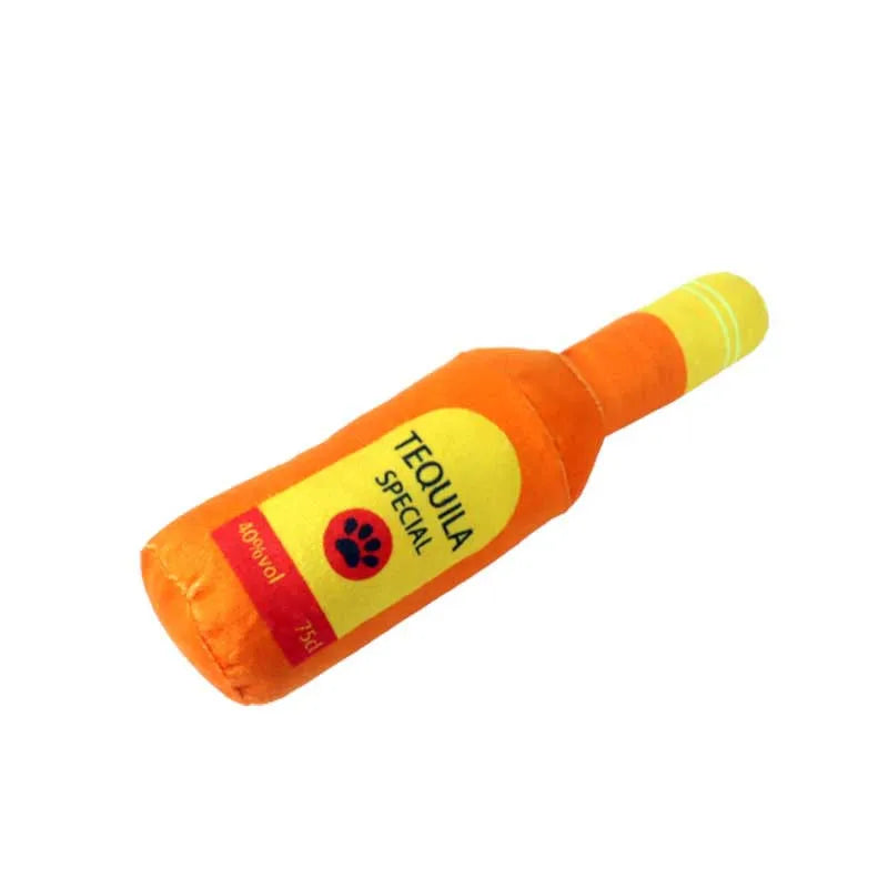 Dog Plush Toy Exclusive Supply Of Spot Wholesale Plush Filled Champagne Bottles Squeaking Dog Toys Fleece Squeak Toys