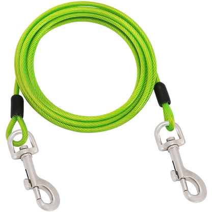 Steel Wire Dog Leashes with Two Head Dogs, Anti-Bite, Tie Out Cable for Small Big Pets, Outdoor Double Steel Wire Rope Lead, New