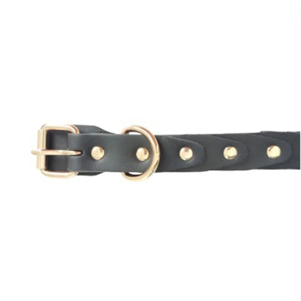 Real Leather Dog Collar Genuine Leather Buckle Connection Collar Durable for French Bulldog Schnauzer Border Collie Pet Collar