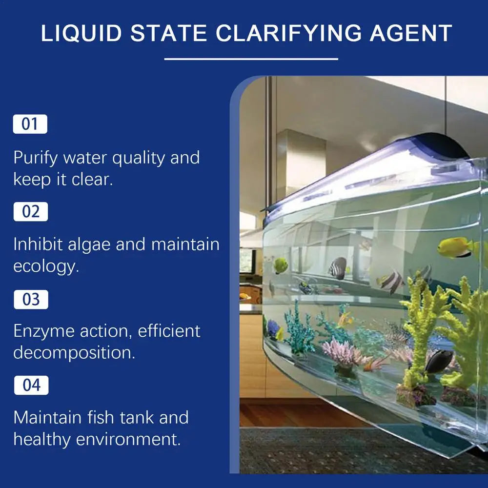 Fish Tank Clarifier Solution 100ml Purify Aquarium Water Clarifier Liquid Solution Improves Water Clarity Freshwater Purifier