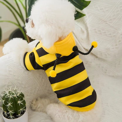 Funny Pet Cat Costume Hooded Stripe Cat Hoodies for Cats Kitten, Easter Halloween Bee Dress Up Party Outfit Cat Clothes