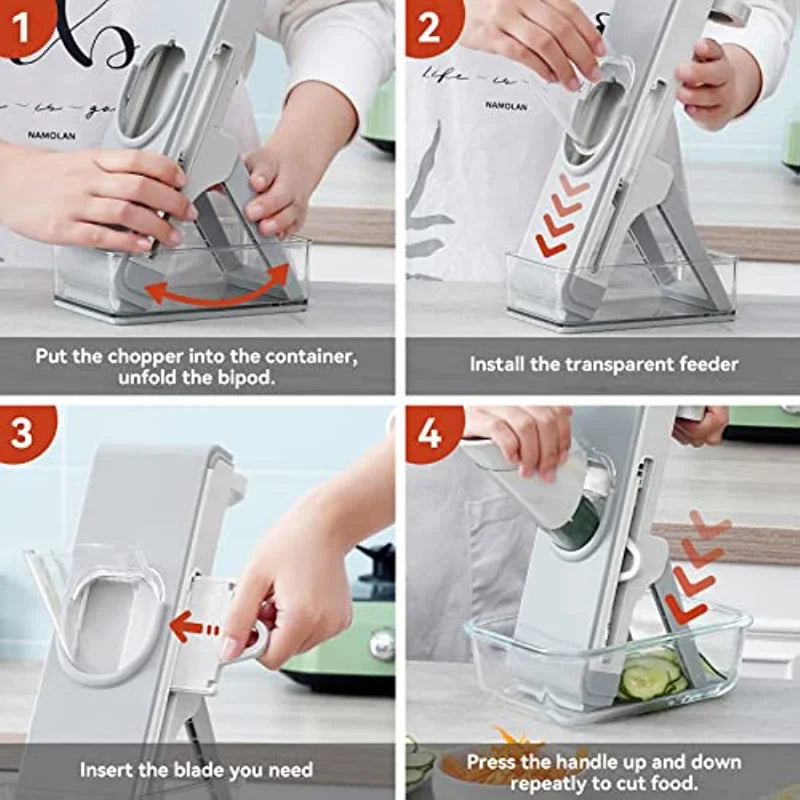NEW Multifunction Hand Push Manual Cutter Slicer 4 In1 Kitchen Food Vegetable Shred Chopper Potato Carrot Meat Slicers 304