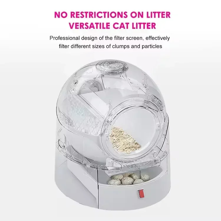 Semi-Automatic Cat Litter Pan Portable Quick Cleaner Semi-Automatic Cat Litter Box Anti-Odor with Litter Splash Bowl