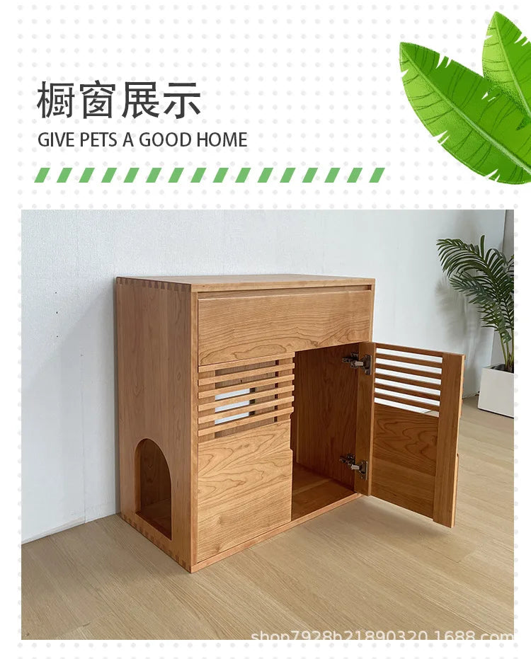 Cat House Dog House Pet Villa Cabinet Cat Space Capsule Solid Wood Cherry Red Oak Ash Wood