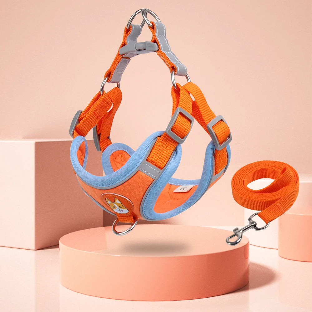 Step-in Dog Harness Small Dog Harness and Leash Set Adjustable Reflective Pet Dog Vest Soft Harness for Puppy Small Medium Breed