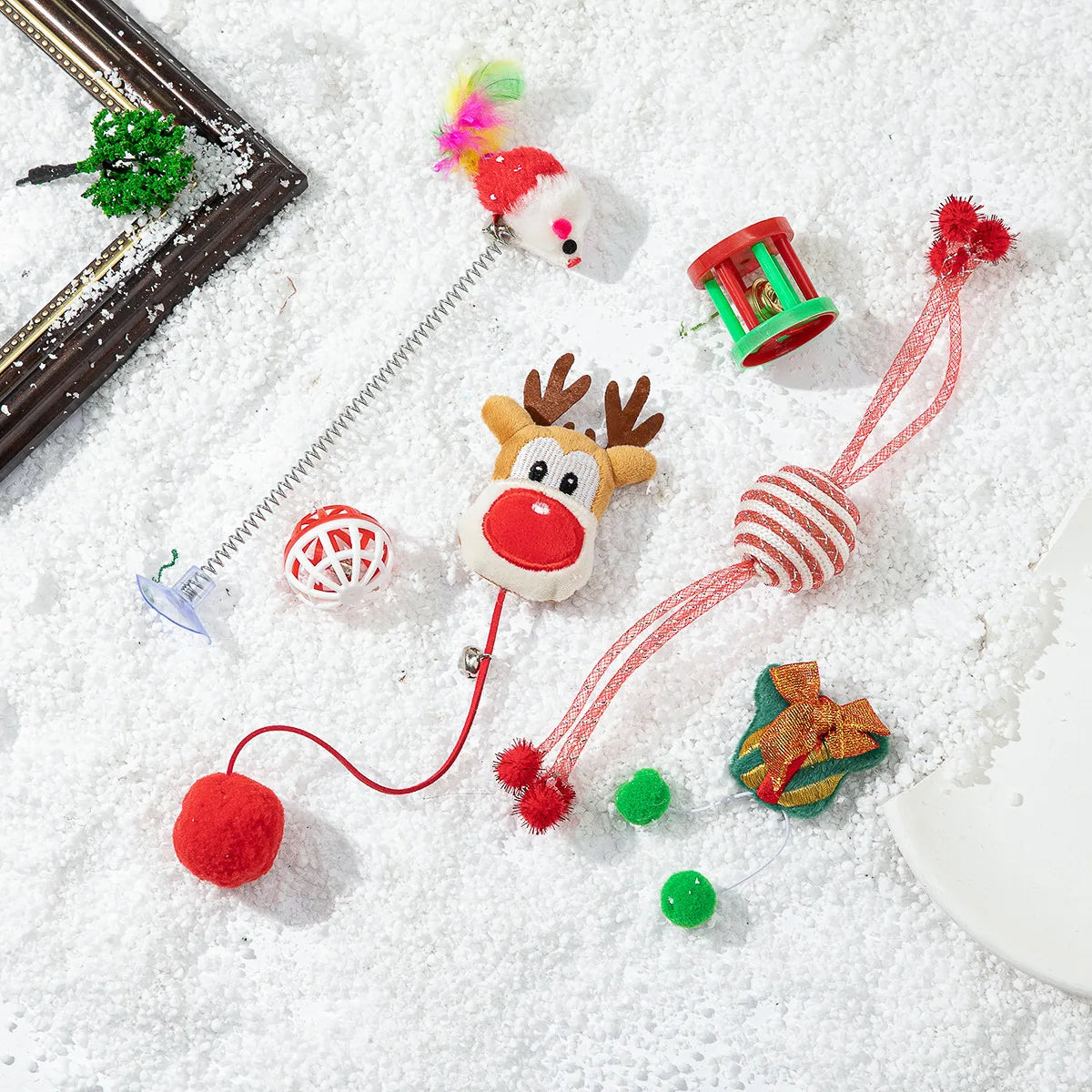 Cat Toy Cat Teaser Sticks Christmas Cat Toy Set New Product Cat Fun Stick Bell Ball Fun Interactive Pet Supplies