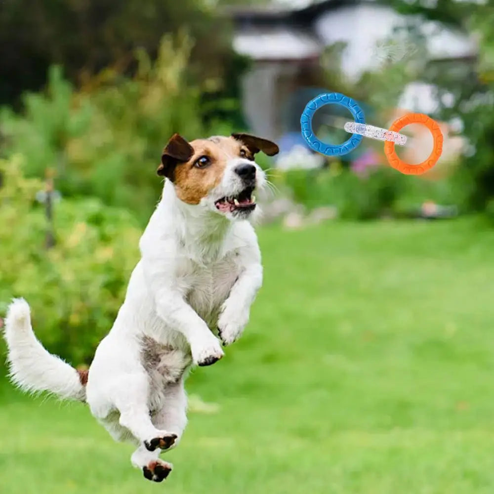 Dog Pull Toy Tough Chew Toys Indestructible Rings Dog Exercise Interactive 3 Rings Teeth Bite-Resistant Toys Puppy Teeth Clean