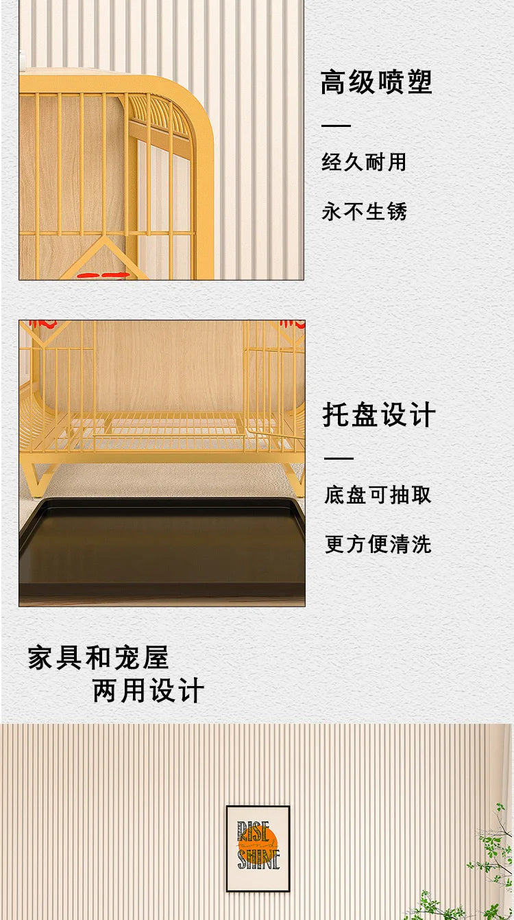 Boutique high-end indoor furniture dog villa, light luxury lucky dog cage for small and medium-sized Shiba Inu Bianmu