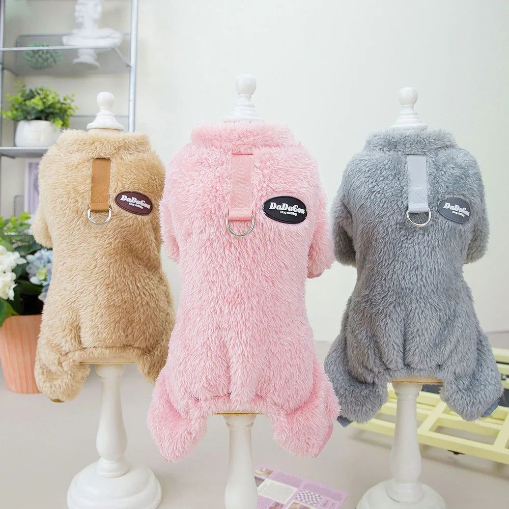 Fleece Pet Clothing Autumn Winter Warm Dog Jumpsuit Pajamas For Small Dogs Bichon Pomeranian Clothes Puppy Dog Cat Overalls Coat