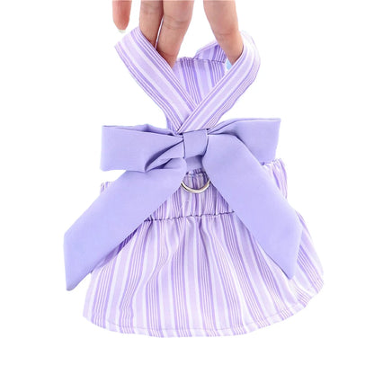 Summer Puppy Dog Skirt Dress with Buckle Sweet Stripe Pet Clothes for Small Dogs Pinscher Maltese mascotas Dresses disfraz perro