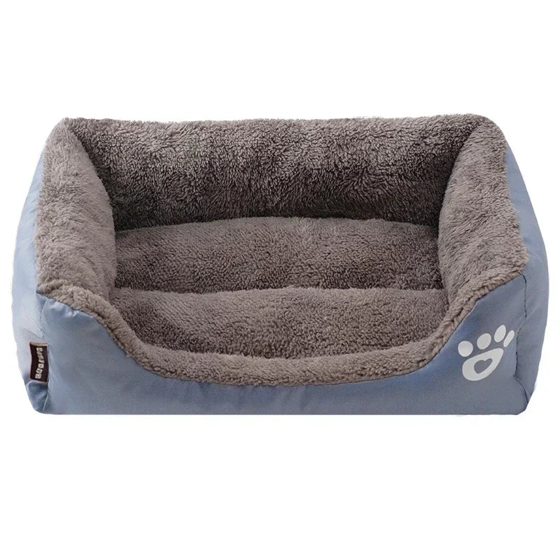 Warm Corduroy Dog Sofa Bed – Plush Fleece Pet Couch with Bolsters