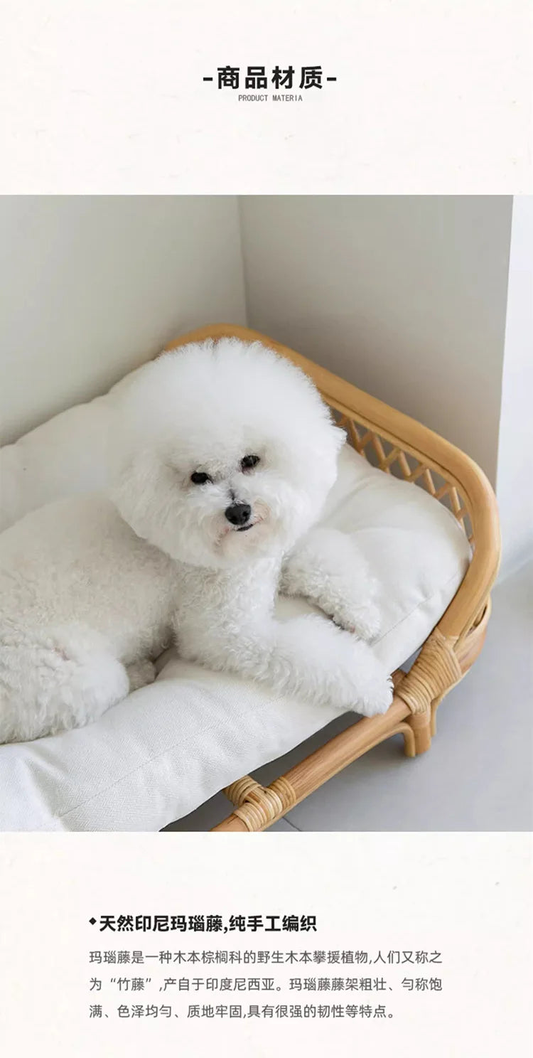 Dog bed universal cat litter pet bed rattan dog bed rattan kennels medium and small dogs winter and summer pet litter
