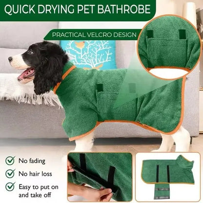 Dog Bathrobe Fast Drying Towel Microfiber Absorbent Soft Bath Robe Adjustable Towel Grooming Coat Dog grooming Pet Accessories