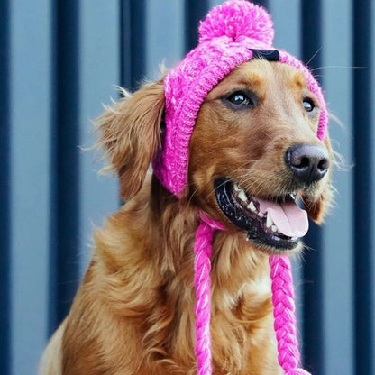 Winter Soft Dog Hat Warm Pet Dog Knitted Hat with Ear Holes Windproof Knitting French Bulldog Hat for Puppy Small Medium Dog Cap