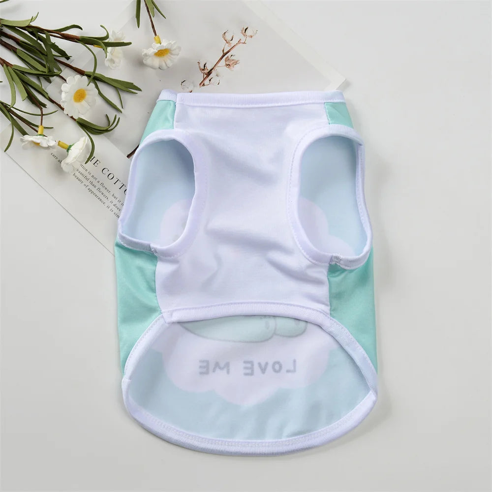 Cute Print Puppy Dog Vest Shirt Spring Summer Pet Clothes for Small Dogs Pomeranian Poodle Cat Shirts mascotas Clothing Apparel