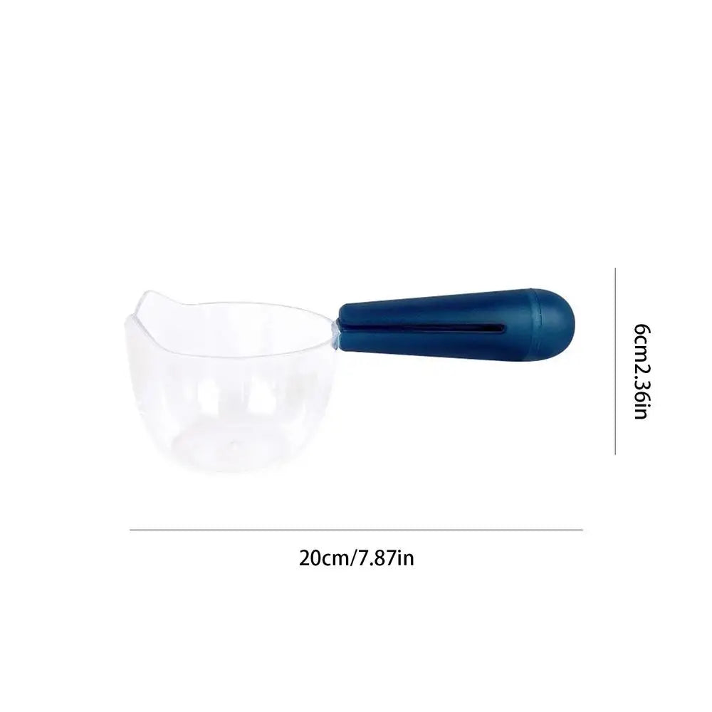 Dog Food Scoop Cat-Ear Shape Food Scoopers Kitten Food Measuring Cups Clear Convenient Scoops Bag Sealing Clip for Dry Dogs