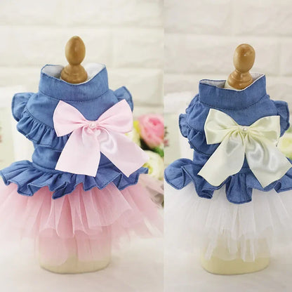 10PCS Pets Accessaries Dogs Cats Princess Flower Lace Dress For Pet Wedding Party Spring Summer small Teddy girl ropa para perro