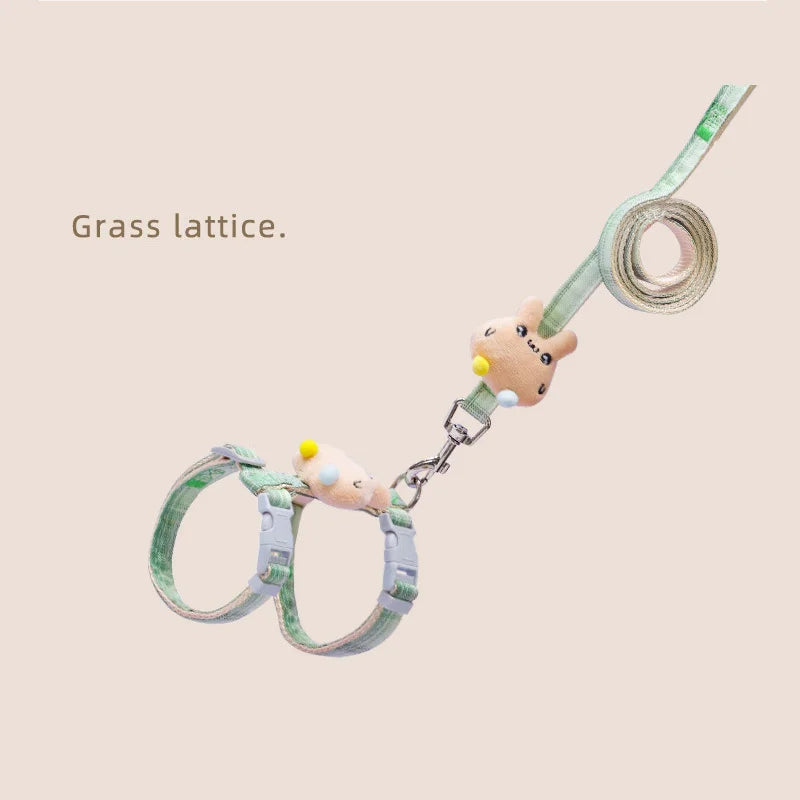 Cartoon Nylon Pet Dog Collar Accessories Anti Break Cat Small Puppy H-Shaped Harness Leash Set Travel Chihuahua Pet Accessories