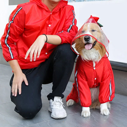 Frog Dinosaur Shape Dog Raincoat Costume for Medium and Large Dogs Waterproof Pet Jumpsuit Clothes Dog Rain Jacket for Labrador
