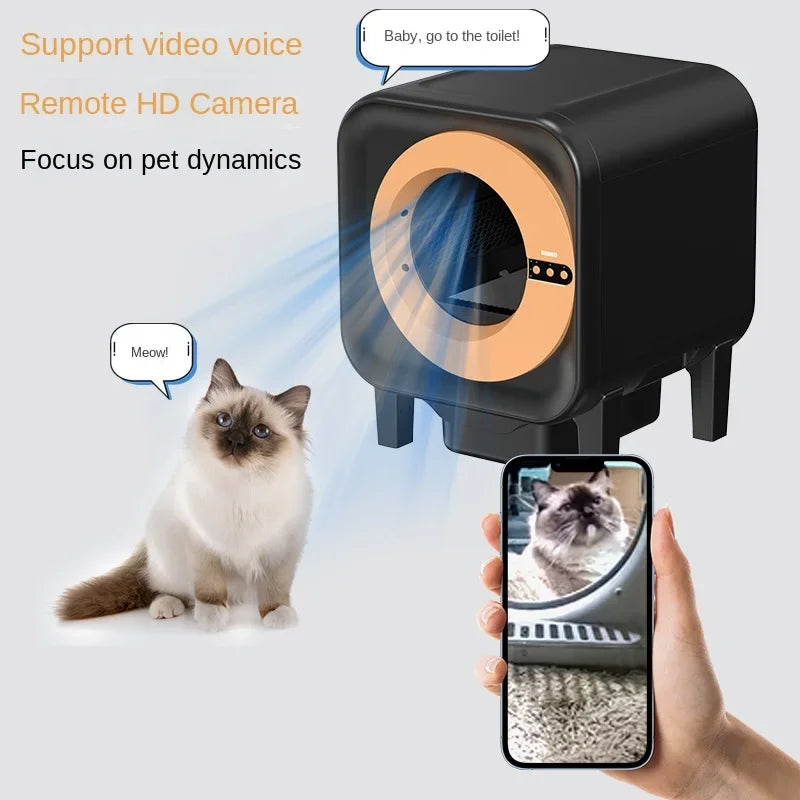 Mascotas accesorios Extra Large Smart Cat toilet Low Noise Automatic Cleaning Cat Litter Box with App Remote Control