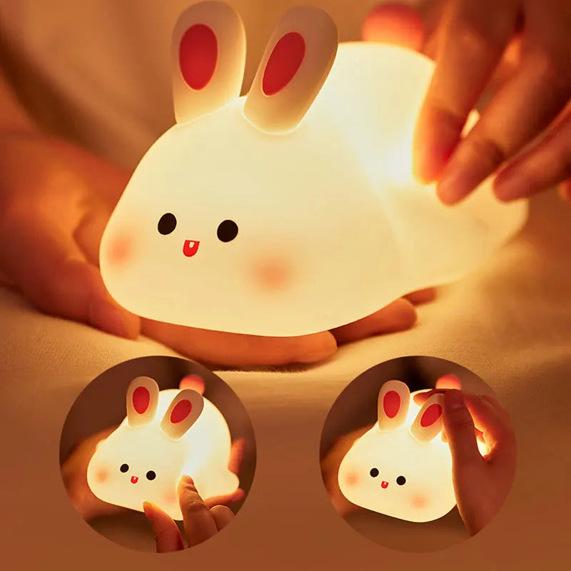 Cute Animal Silicone Night Light Patting Light, Rabbit Panda Octopus Robin Bird - for Room Decor, Gifts for Boys Girls Baby