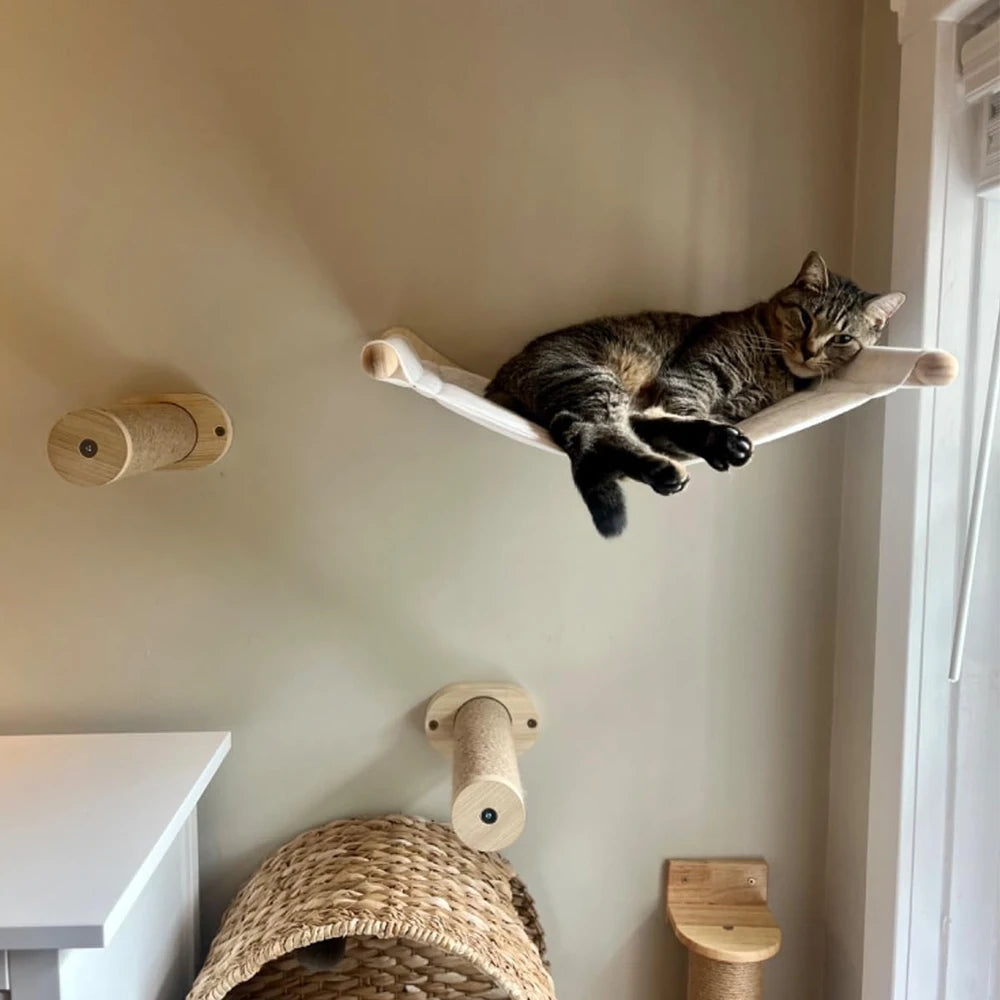 Cat Wall Mounted Climbing Shelves Cat Bed Hammock Bridge Stairway Ladders For Cat Playing & Relaxing House For Cats Tree Tower