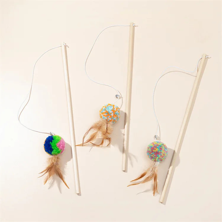 Cat Toy Cat Teaser Sticks Pussy Cat Stick Hair Ball Cat Bite Interactive Toy Replacement Head Pet Supplies