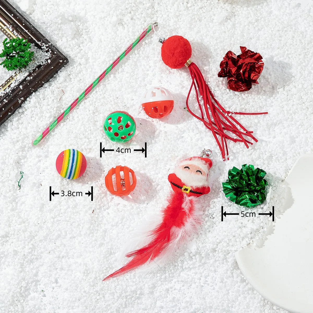 Cat Toy Cat Teaser Sticks Christmas Cat Toy Set New Product Cat Fun Stick Bell Ball Fun Interactive Pet Supplies