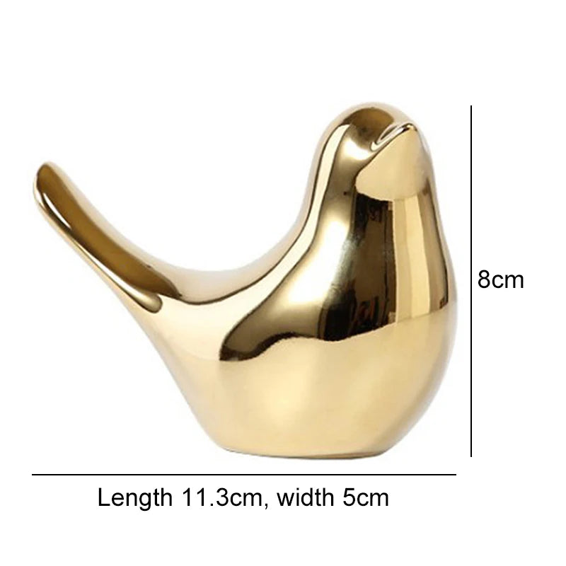 Gold Ceramic Bird Figurines Home Decoration Accessories Golden Bird Figures Fashion Wedding Ornaments Room Decor