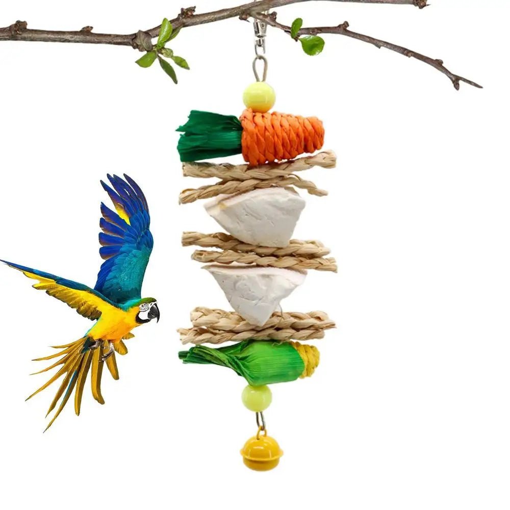 Bird Chew Toys Parrot Teething Toy Cuttlefish Bone Chewing Toys Braided Carrots Molar Stone Cultivate Foraging Instincts Molar