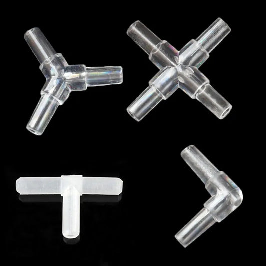 10pcs/lot 4mm TShaped Plastic Connector Aquarium Acessorios 2/3/4 ways Fish Tank Air Pump Connector Control Valve Air Pipe Tubes