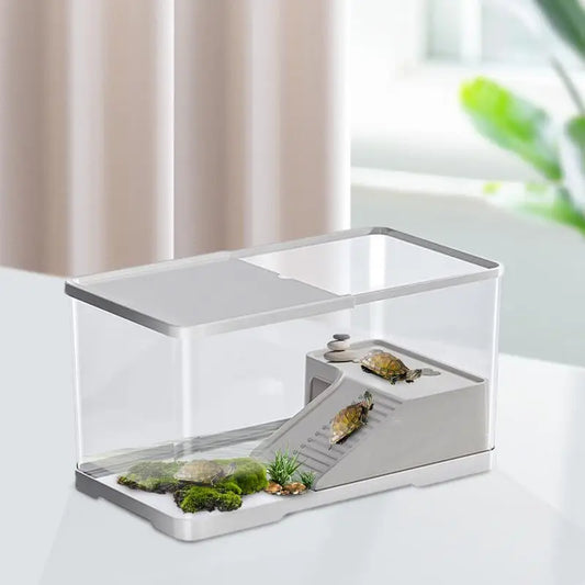 Turtle Tank Reptile Tank with Basking Platform Aquatic Tortoise Aquarium Reptile Habitat Tortoise Aquarium Habitat  Turtle Carry