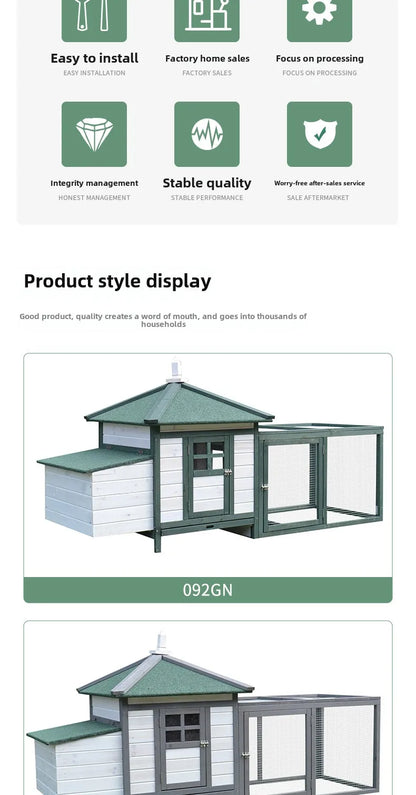 Wooden Chicken Coops Are Sheltered From Wind and Rain, Spacious and Easy To Clean, Suitable for Most of The Poultry