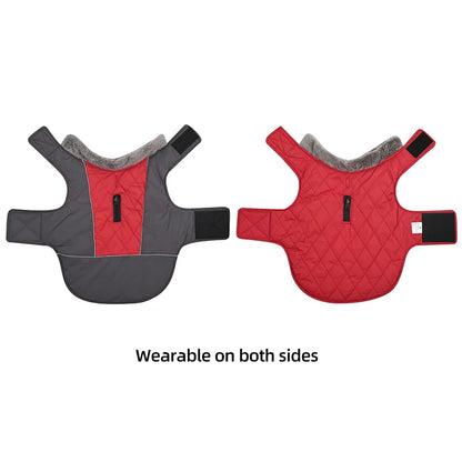 Warm Fleece Collar Dog Coat Jacket Double-Sided Winter Dog Coat Waterproof Puppy Clothing For Small Medium & Large Dogs Supplies