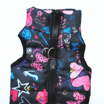 Windproof Pet Vest Jacket Winter Warm Big Dog Clothes Puppy Harness Clothing Funny Printed Coat for Small Medium Dogs Cats XS-XL