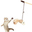 40cm Pet Cat Teaser Toys Feather Linen Wand Cat Catcher Teaser Stick Cat Interactive Toys Wood Rod Mouse Toy with Mini Bell